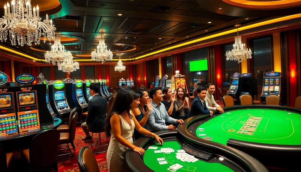 Experience the thrill of Nohu with diverse gamblers celebrating at an upscale casino table.