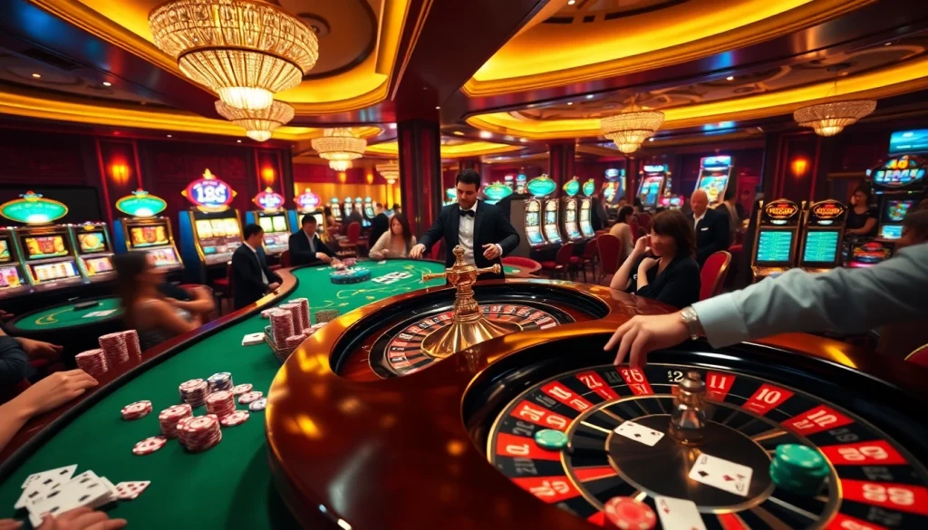 Players engage in thrilling roulette action at the GO8 casino, surrounded by exciting gaming lights.