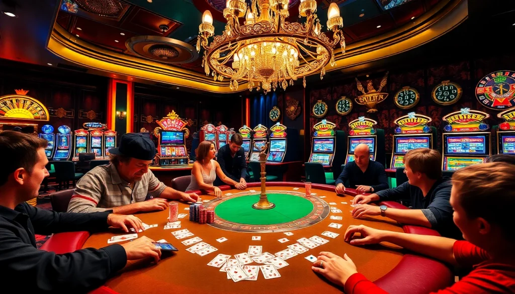 A thrilling poker game at https://impactxoft.com casino with colorful chips and intense focus from players.