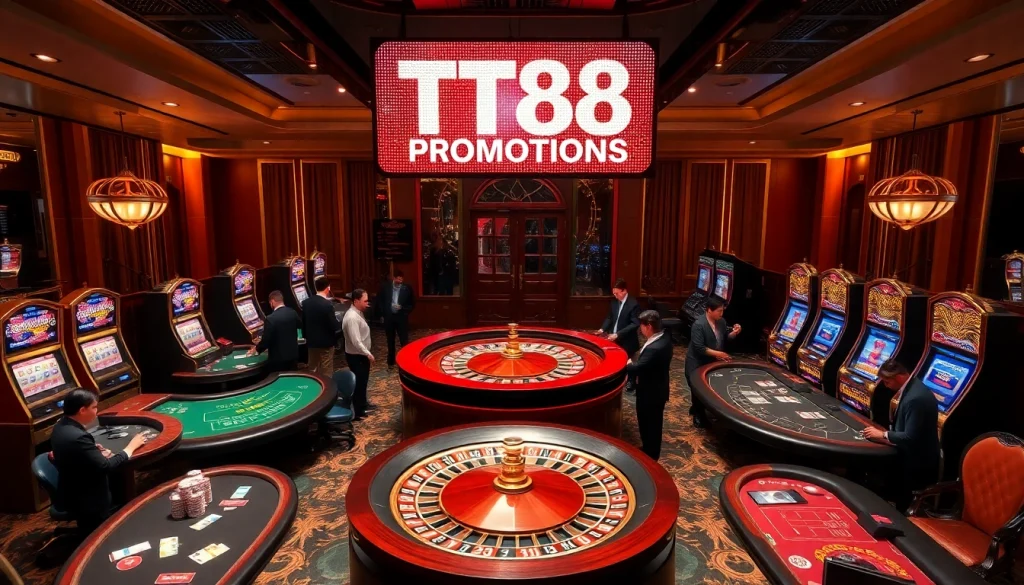 Experience thrilling gameplay at TT88 casino with vibrant roulette and poker tables.