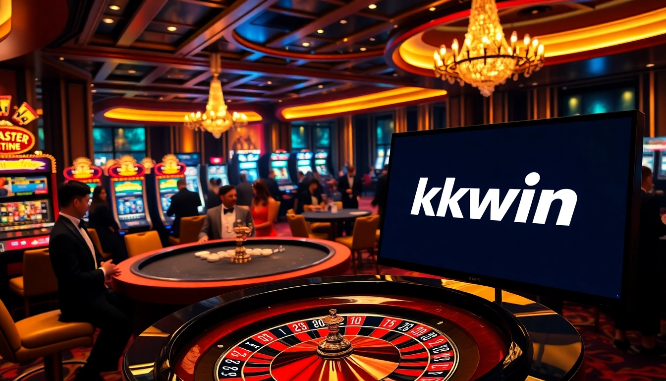 Players enjoying exciting games at kkwin casino with vibrant tables and slot machines.