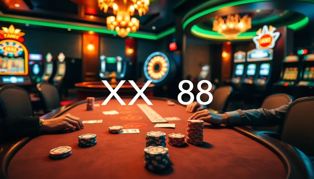 Players at the XX88 casino table engaging in high-stakes poker action.