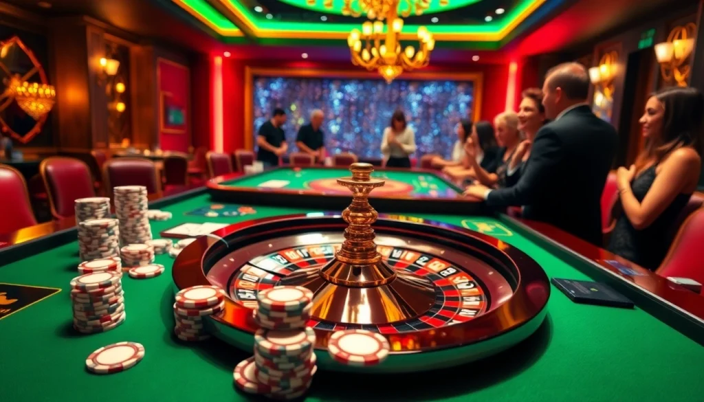 Gamblers experience high-stakes action at alo789 with vibrant casino ambiance and professional gaming tables.