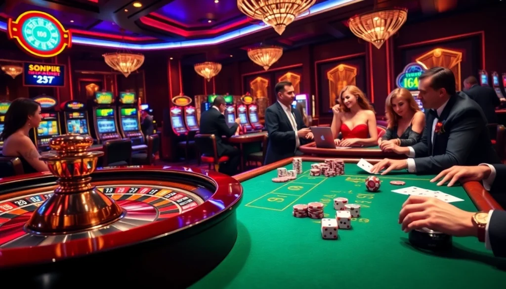Experience the thrill of ph33 casino gaming with vibrant poker tables and exciting roulette action.