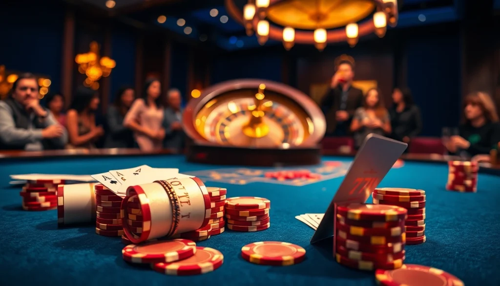 A thrilling poker game scene centered on 777VIP with vibrant chips and cards, encapsulating the excitement of casino gambling.