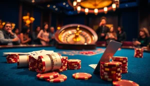 A thrilling poker game scene centered on 777VIP with vibrant chips and cards, encapsulating the excitement of casino gambling.