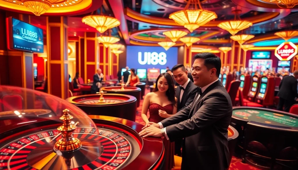 Players enjoying the thrilling UU88 casino experience with exciting games and vibrant atmosphere.