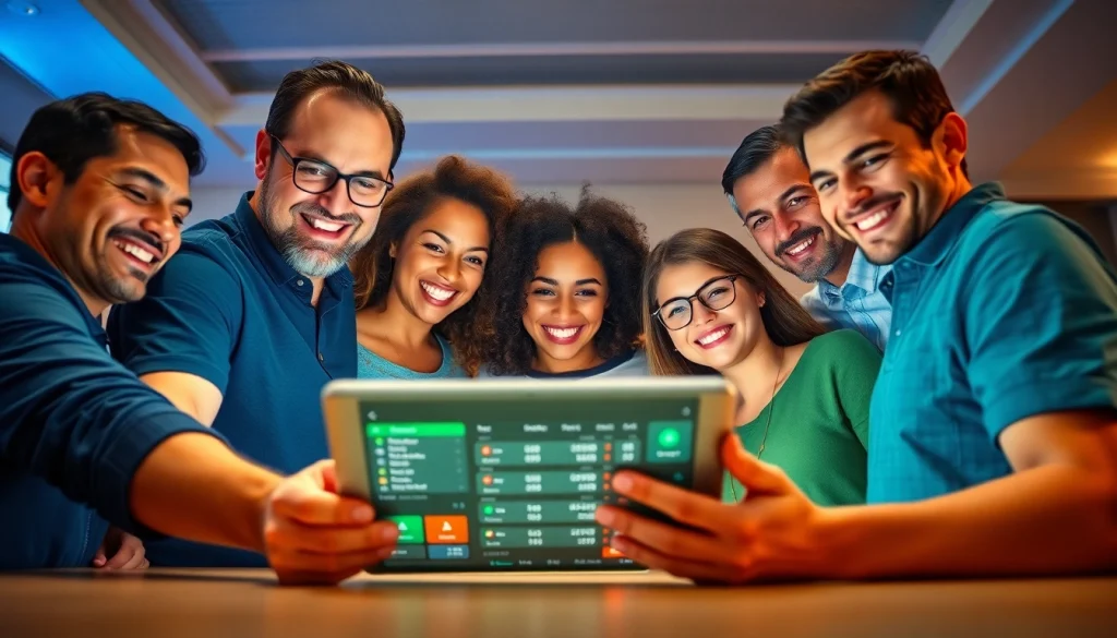 Engaging scene with diverse players enjoying the 789p online betting platform experience.