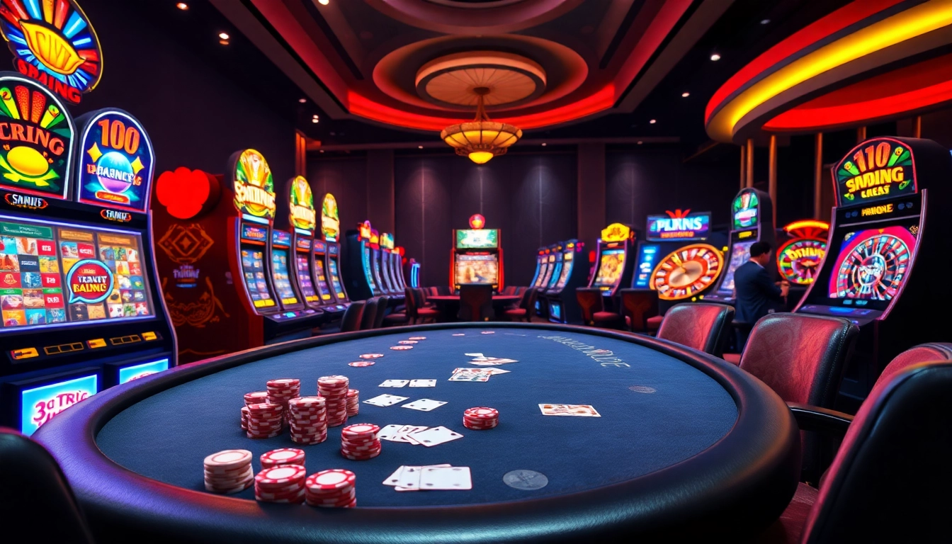 Trần Toàn, the author of RIKVIP, leading a thrilling casino scene with poker chips and cards.