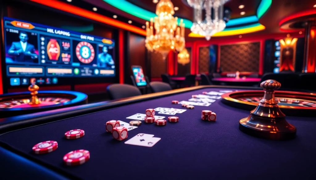 Engaging scene of online gaming at ABC 8 with vibrant casino elements and sleek design.