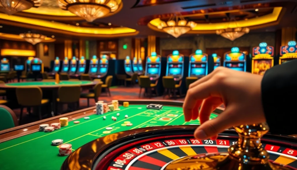 Kuwin casino scene showcasing vibrant tables and action-packed roulette play.