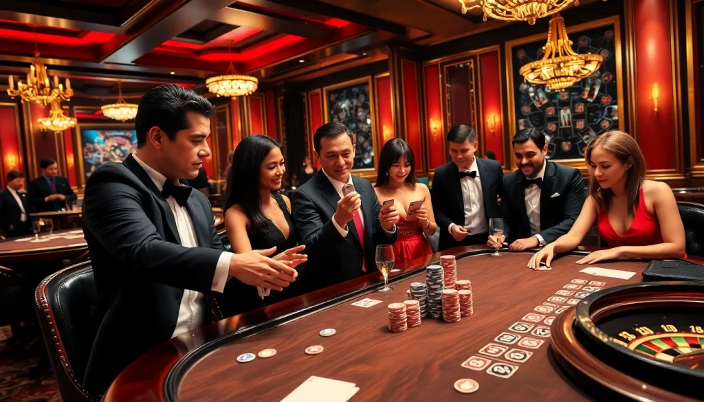 A dynamic poker game in a luxurious casino setting at 79king, highlighting engagement and excitement.