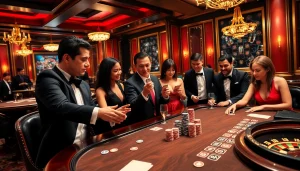 A dynamic poker game in a luxurious casino setting at 79king, highlighting engagement and excitement.