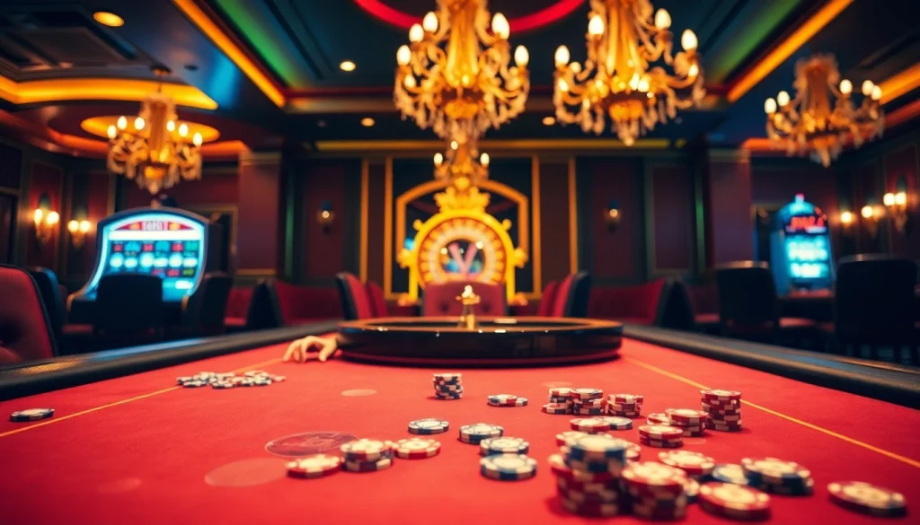 Experience the thrill of betting with S8 at a luxurious casino table filled with poker chips and roulette.