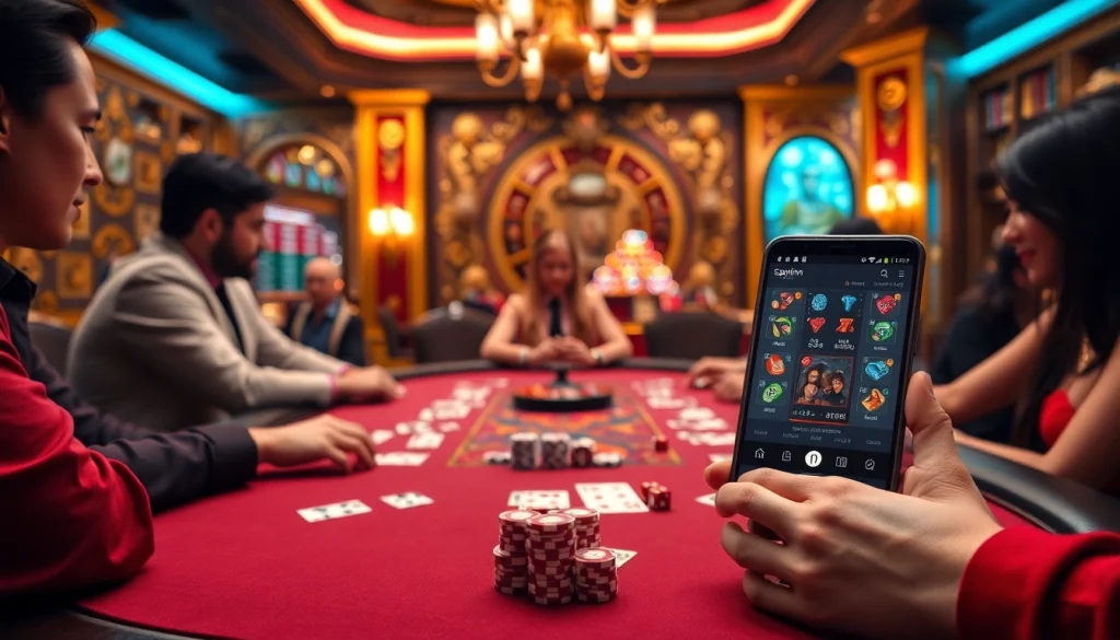 Experience the excitement of playing poker and tải sunwin at a luxurious casino table adorned with colorful chips.