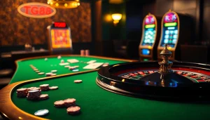 Engage in winning strategies at TG88 casino tables with vibrant roulette, cards, and chips.