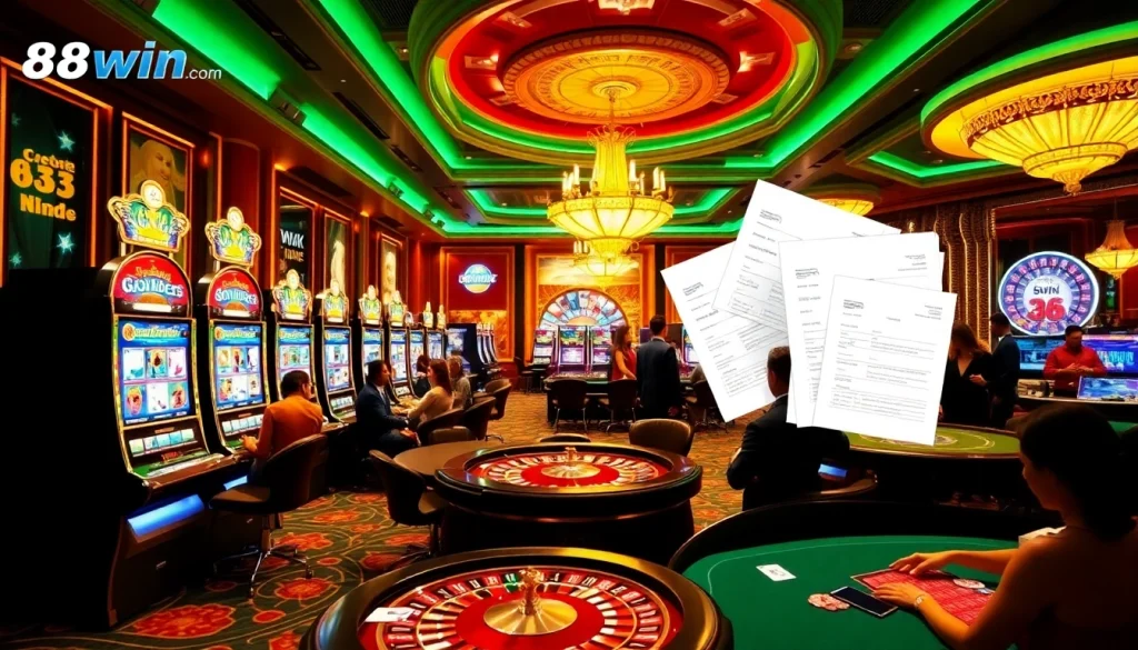 Experience the thrilling excitement of gambling at 98win.com with vibrant casino visuals.