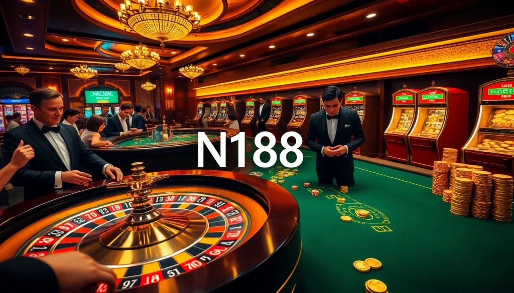 N188 enhances the excitement of gambling at a luxurious casino with roulette and poker games.