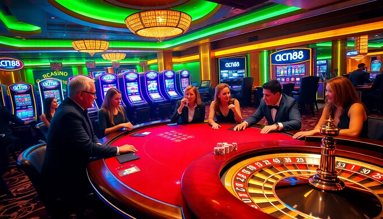 Experience the thrill of ABC8 at an upscale casino blackjack table with vibrant gameplay.