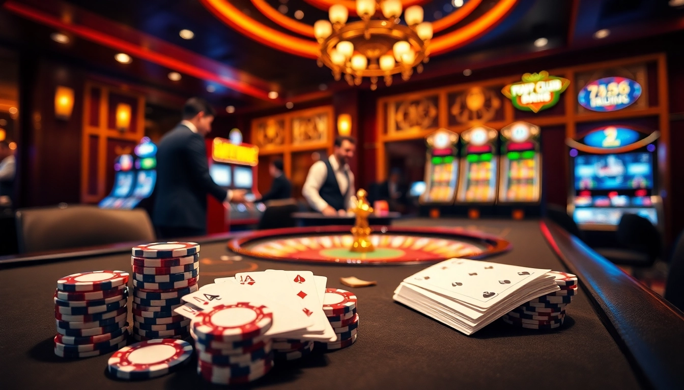Players enjoy thrilling games at 789CLUB with exciting table setups and slot machines.