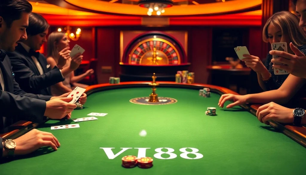 VJ88 enhances the thrill of poker with a luxurious casino setting full of excitement.