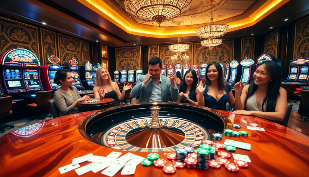 Engaging gamblers with kèo trực tuyến at a luxurious casino table surrounded by thrilling action.