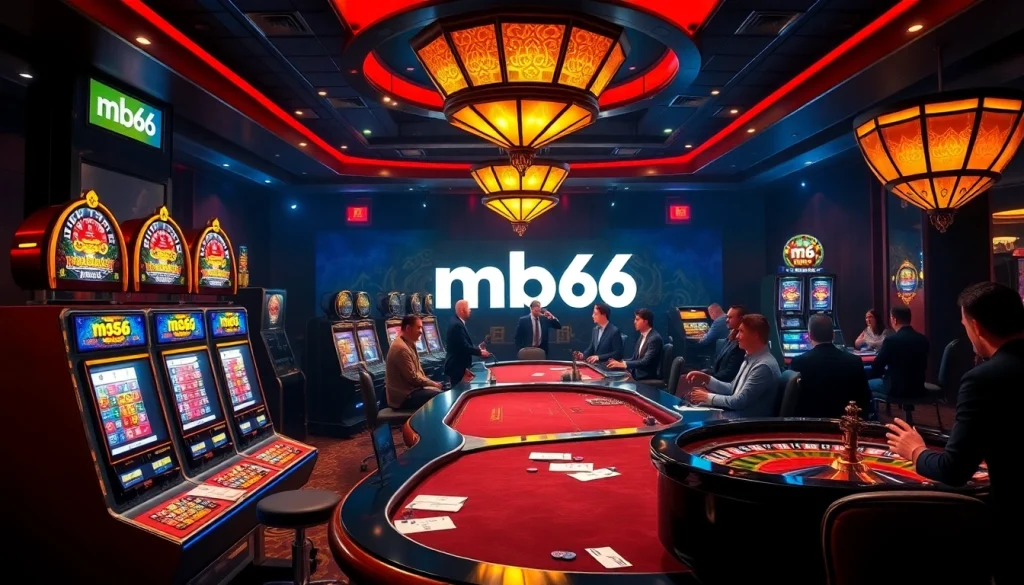 Experience luxury gaming with mb66 table games, vibrant slot machines, and engaging players.