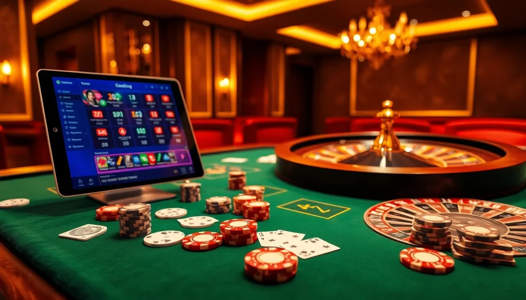 Experience thrilling keo nha cai betting at a luxurious casino gaming table with vibrant chips and cards.