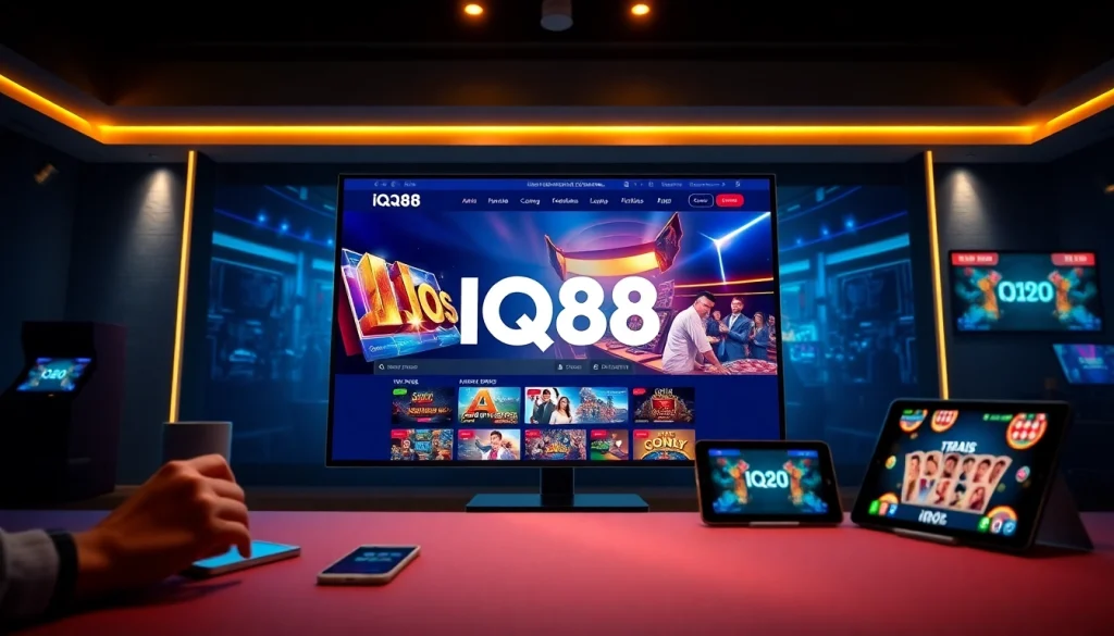 Dynamic IQ88 online gambling platform showcasing exciting games and user-friendly interface.