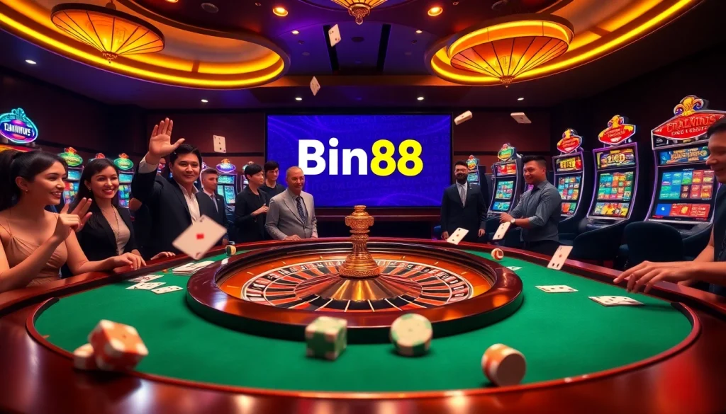 Experience the thrilling action at Bin88 casino with authentic gaming tables and vibrant atmosphere.