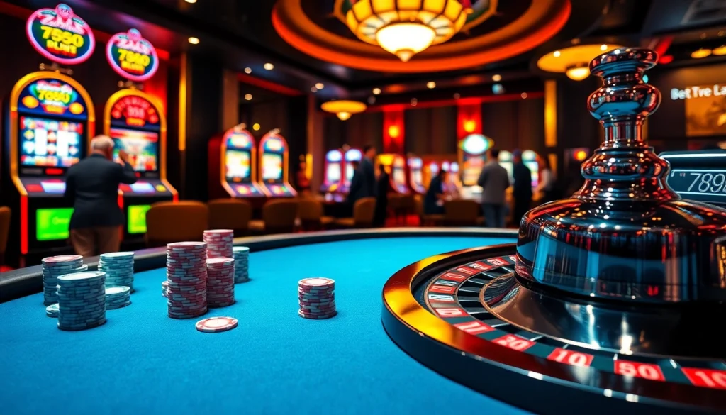 Exciting poker action and vibrant slot machines highlight a luxurious 789P casino experience.