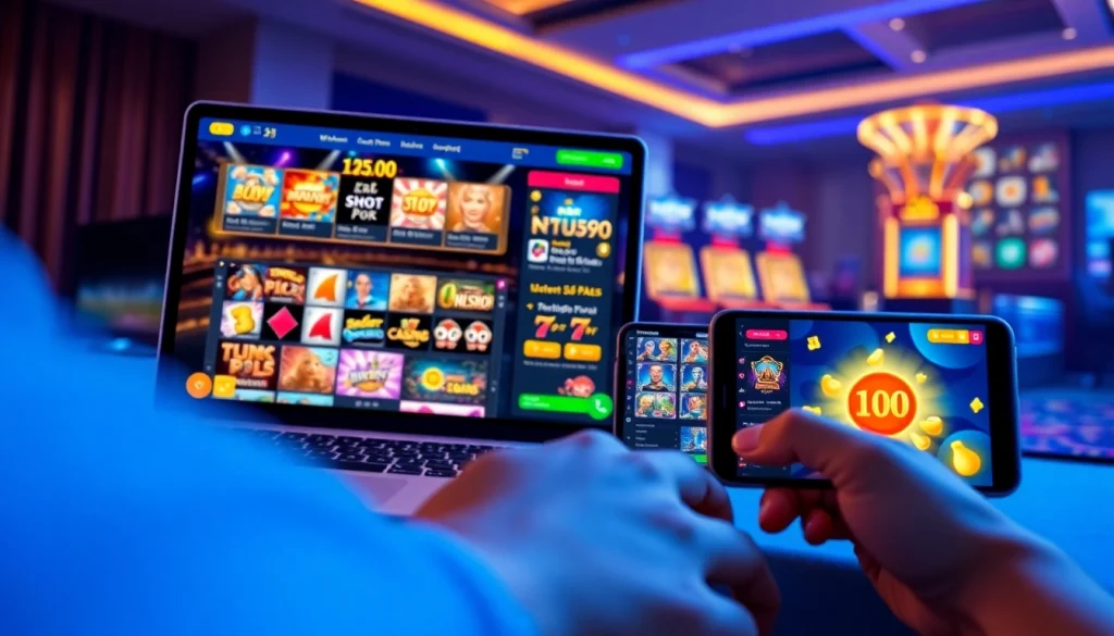 Nohu90 online casino experience showcasing slot and live games on devices