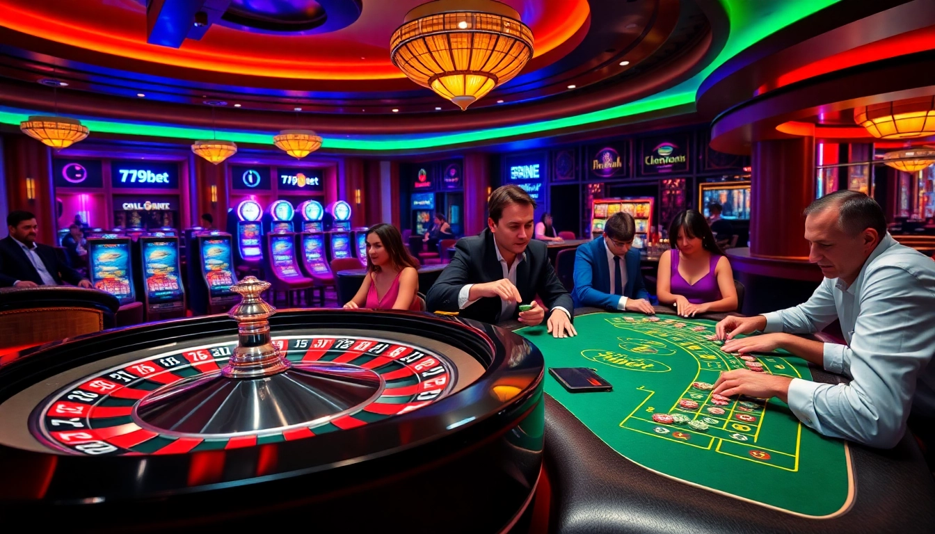 Players enjoying high-stakes games at 789bet casino, featuring roulette and poker excitement.