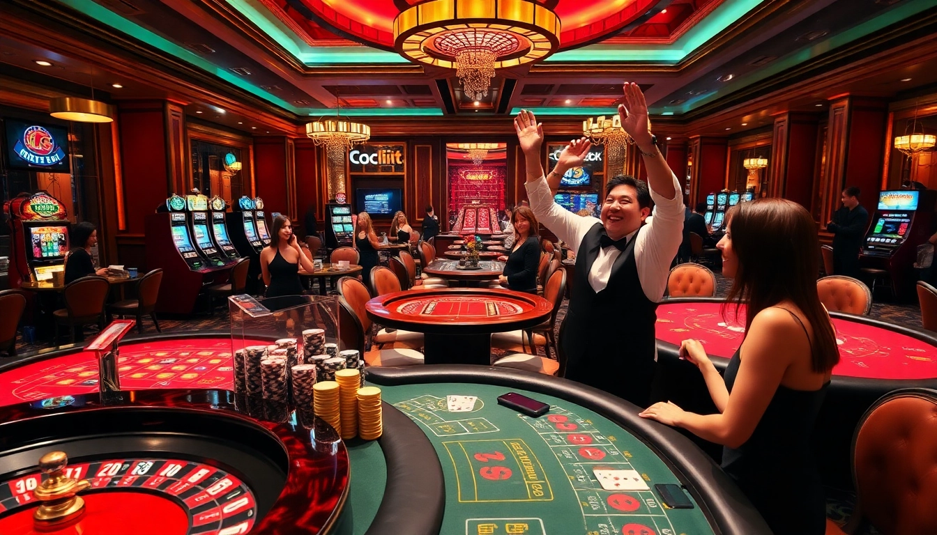 Experience electrifying gaming action at i9bet casino with players enjoying various table games and slot machines.