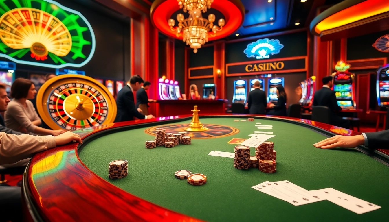 Exciting poker table action in a luxurious casino setting showcasing 88i strategy.