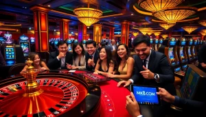 Players experience thrilling moments at MK8.COM with high-stakes gaming excitement in a luxurious casino.