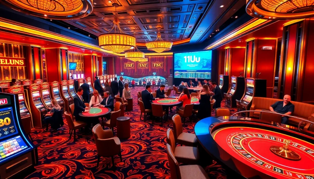Players enjoying a thrilling gambling experience at 11UU’s luxurious casino tables.