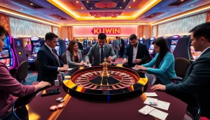 Experience an exciting KUWIN online casino moment with engaged players at the roulette table.
