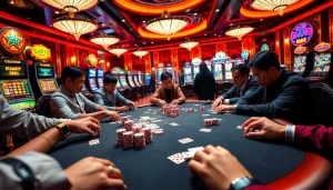 Experience the thrill of high-stakes gaming at Trang Chủ X88 with poker players engaged in intense action.