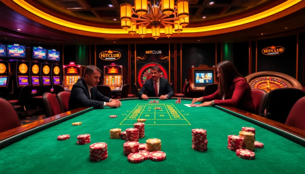 Players at HITCLUB poker table strategizing during a high-stakes game.