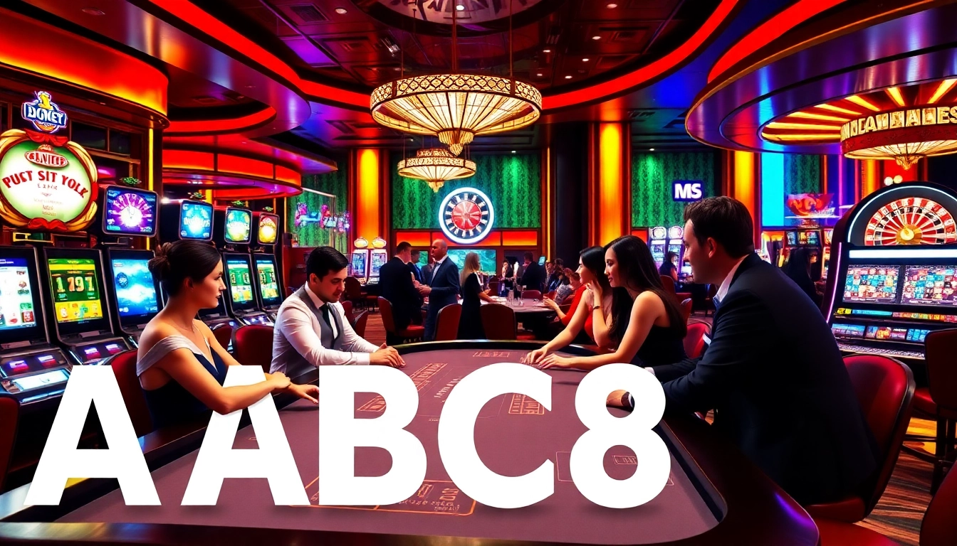 Experience the thrill of ABC8 gaming with poker tables, vibrant slots, and professional dealers.