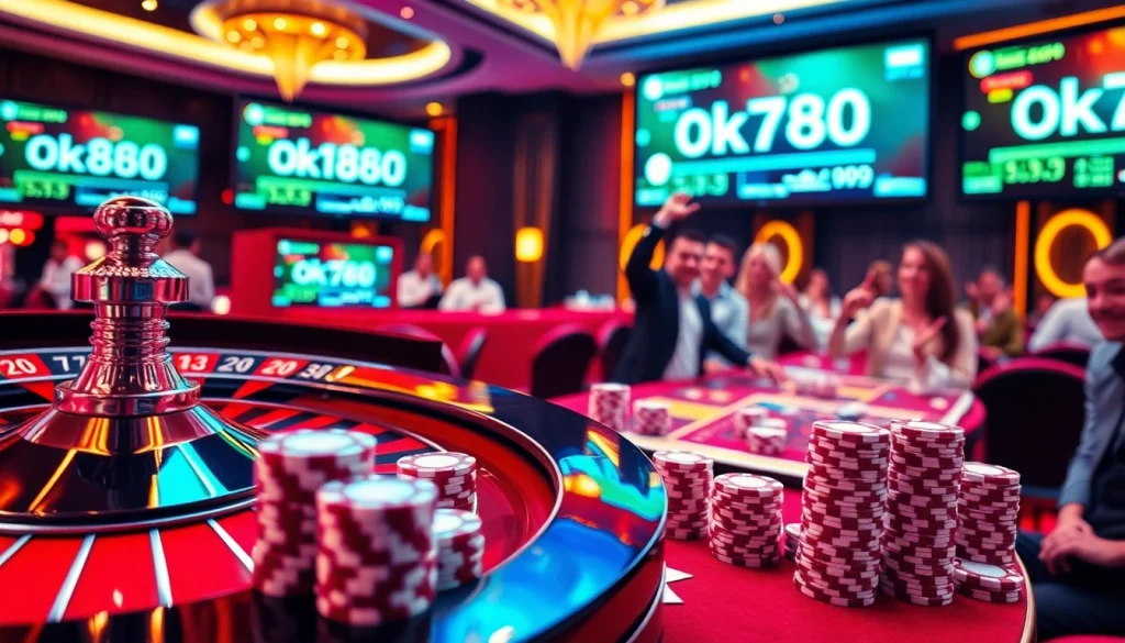 Experience the thrill of winning with ok789.com at a luxurious casino table featuring cards and chips.
