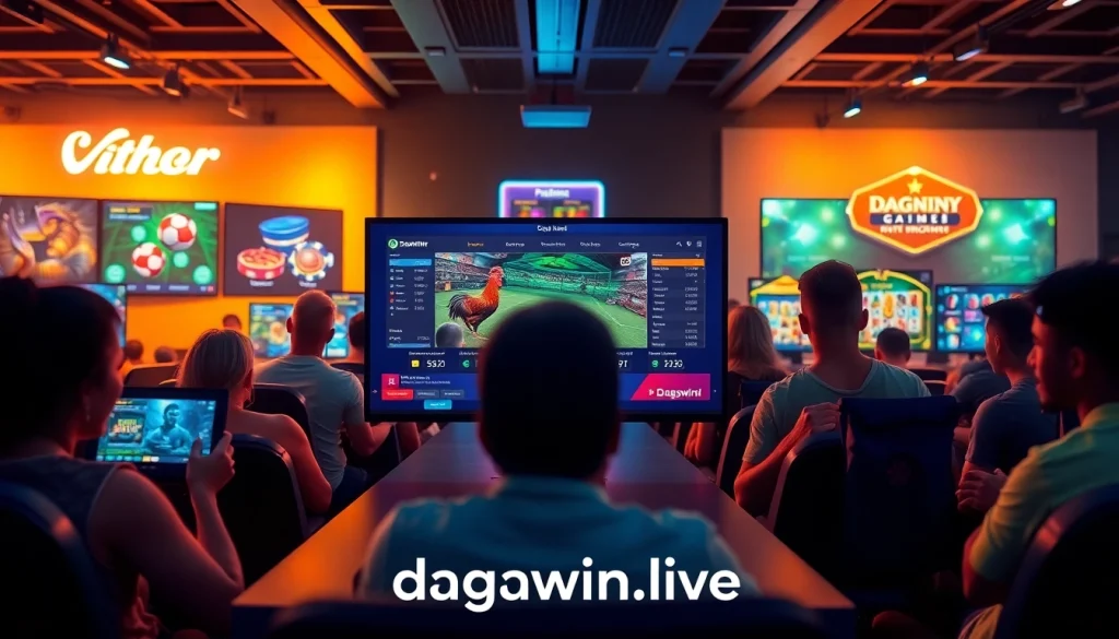 Engaging online gambling experience at dagawin.live with players enjoying live cockfighting and casino games.
