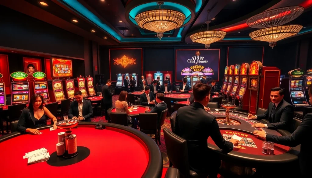 Join the excitement at TRANG CHỦ LC88 with professional gambling tables and vibrant slot machines.