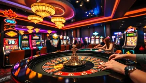 Experience exhilarating gameplay at a vibrant casino table featuring win55-themed games.