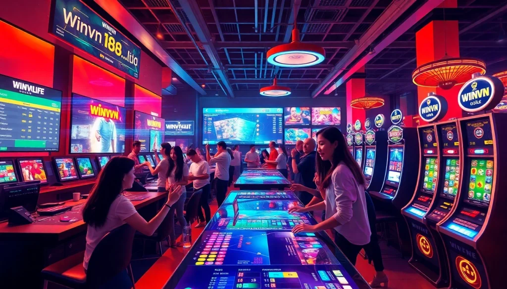 Exciting online gambling scene featuring diverse players at winvn88.live with vibrant sports betting and casino games.