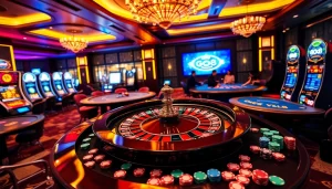 Engaging scene of luxury casino gaming with players and "go8 đăng nhập" visible on a digital interface.