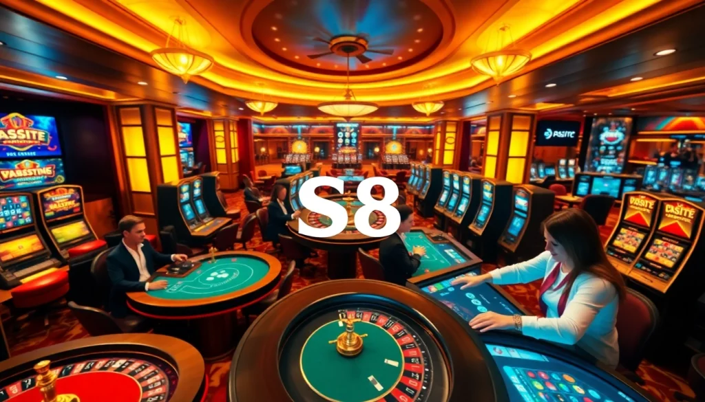 S8 offers a thrilling online casino experience with vibrant slot machines and roulette games.