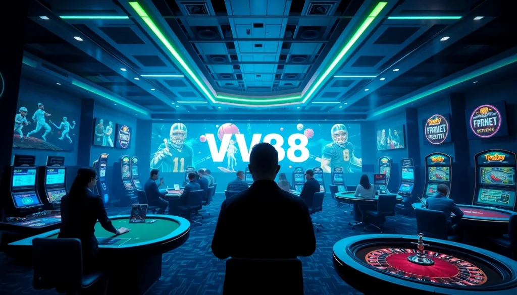 Experience the dynamic online gaming world of WW88 with vibrant casino and betting visuals.