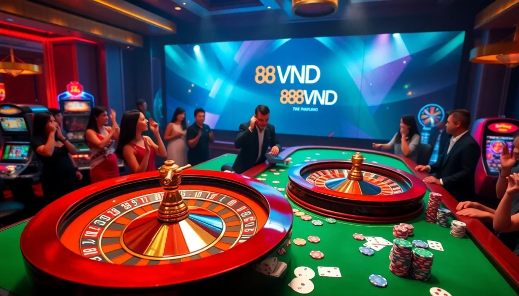 Play at 888VND's exciting roulette table with vibrant colors and professional gameplay.
